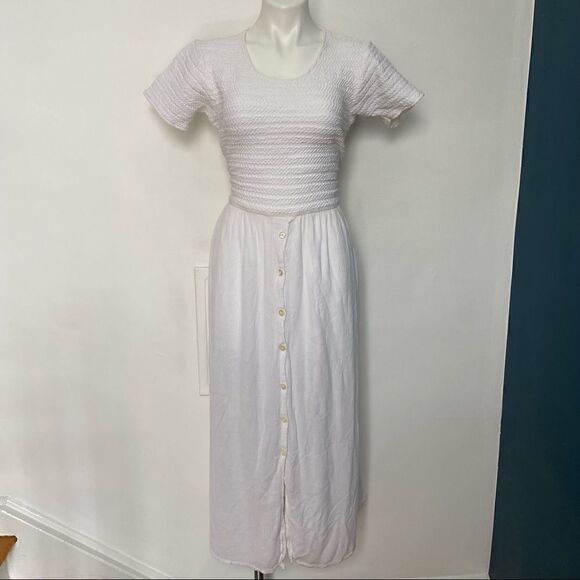 Jacquline Lauren vintage  Smocked 90s button front midi dress - Picture 11 of 11